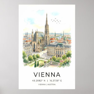 Impresión de arte del paisaje urbano de Viena, agu