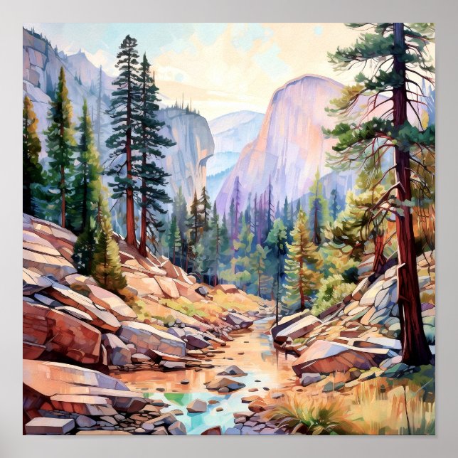 Impresión de arte del Parque Nacional Yosemite (Frente)