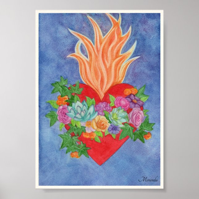 Impresión de arte del Sagrado Corazón adecuada par (Frente)