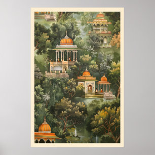Impresión de arte del templo de Pichwai Jardín sec