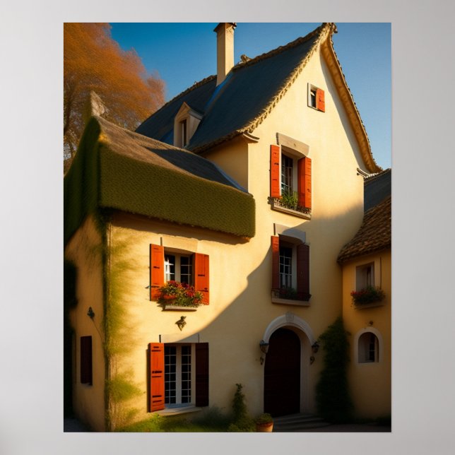 Impresión de arte digital en casa de campo frances (Frente)