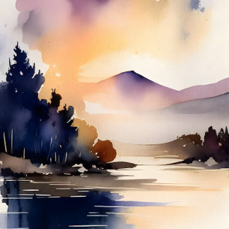 Impresión de arte digital Serene Lake and Mountain