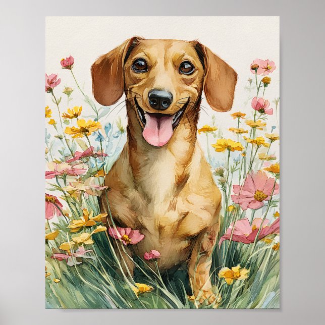 Impresión de arte divertida de Dachshund – Póster  (Frente)