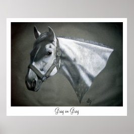 Impresión de arte ecuestre Gris sobre Gris