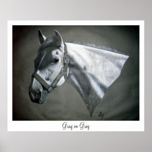 Impresión de arte ecuestre Gris sobre Gris