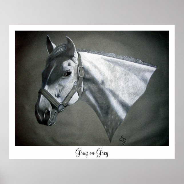 Impresión de arte ecuestre Gris sobre Gris (Frente)