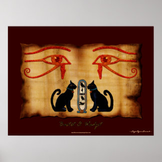 Impresión de arte egipcio Bastet & Wadjet