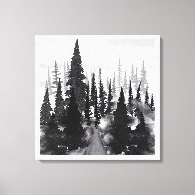 Impresión de Arte en Acuarela de Bosque de Pinos M (Anverso)