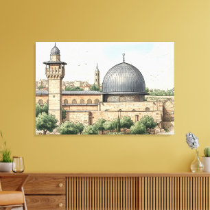 Impresión de arte en acuarela de la Mezquita de Al