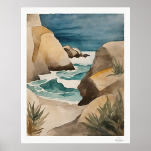 Impresión de arte en acuarela de Rocky Cove, pisci