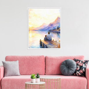 Impresión de arte en acuarela del lago Padre e Hij