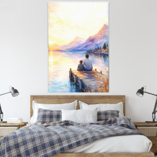 Impresión de arte en acuarela del lago Padre e Hij