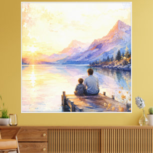 Impresión de arte en acuarela del lago Padre e Hij