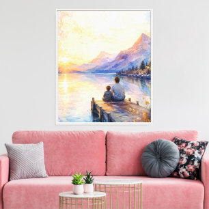 Impresión de arte en acuarela del lago Padre e Hij