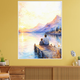 Impresión de arte en acuarela del lago Padre e Hij
