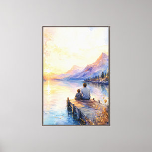 Impresión de arte en acuarela del lago Padre e Hij
