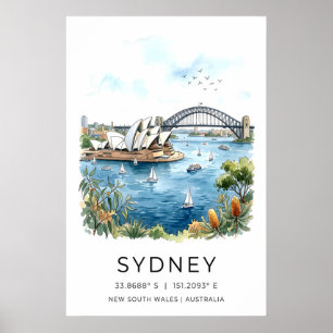 Impresión de arte en acuarela Sydney Harbor al ama