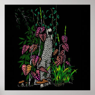 Impresión de arte en color impresionista de selva