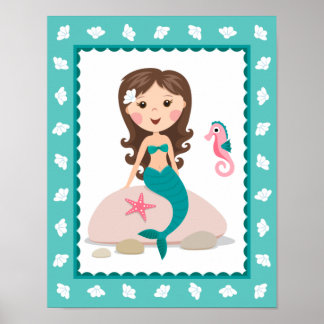 Impresión de arte en la pared de sirena cutánea pa