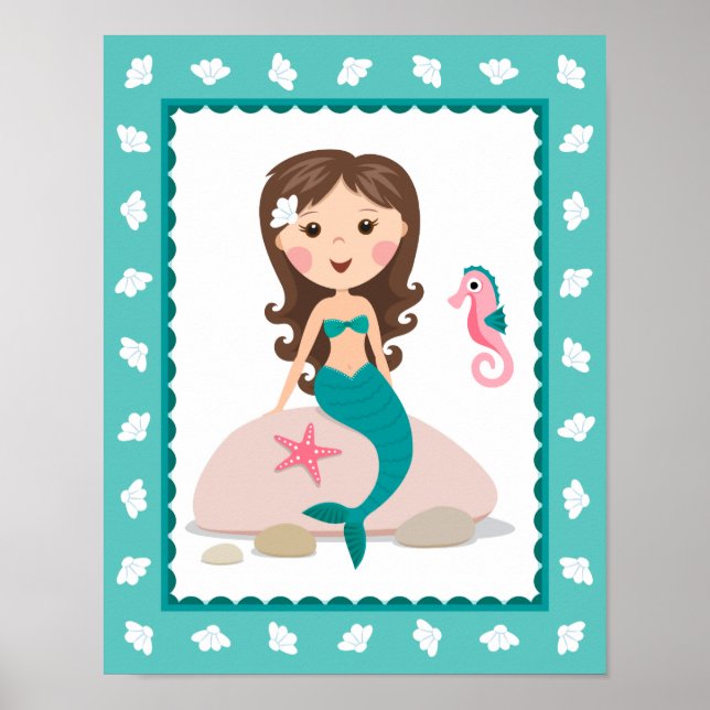 Impresión de arte en la pared de sirena cutánea pa (Frente)