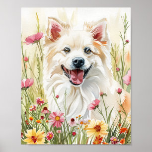 Impresión de arte en pared de acuarela de perro es