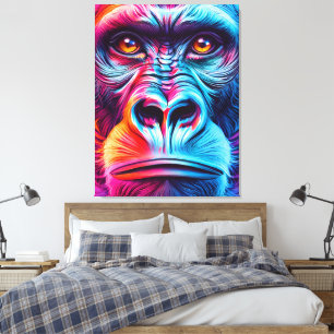 Impresión de arte en pared de gorilas colorido - M