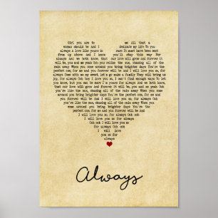 Impresión de arte en pared lírico de la canción "H