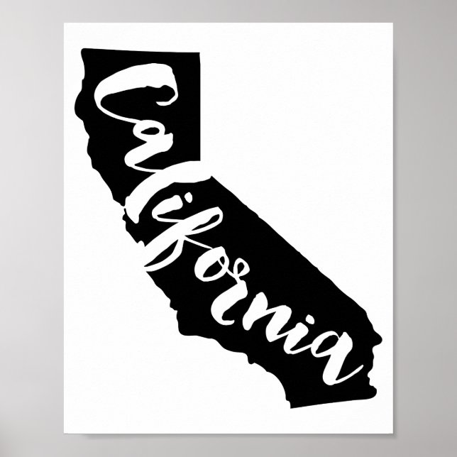 Impresión de arte estatal de California con fuente (Frente)