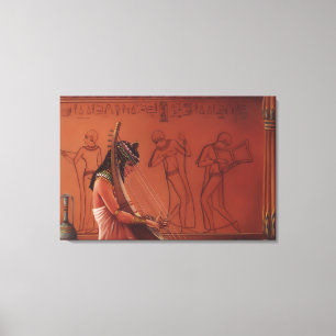 Impresión de arte fino de arpista egipcia antigua