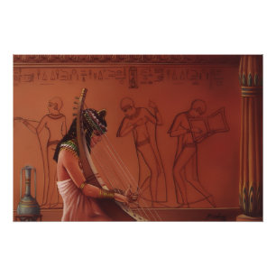 Impresión de arte fino de arpista egipcia antigua