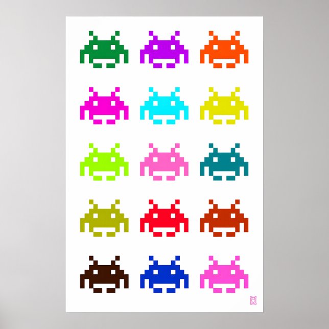Impresión de arte fino de Space Invaders. Vintage  (Frente)