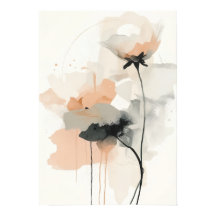 Impresión de Arte Floral de Amapola Abstracta | Mi