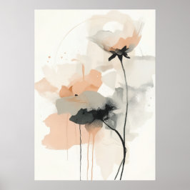 Impresión de Arte Floral de Amapola Abstracta | Mi