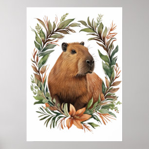 Impresión de arte floral de Capybara