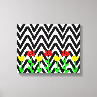Impresión de arte floral moderno Chevron y Flores