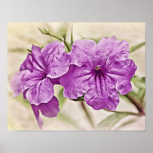 Impresión de arte fotográfico con flores moradas