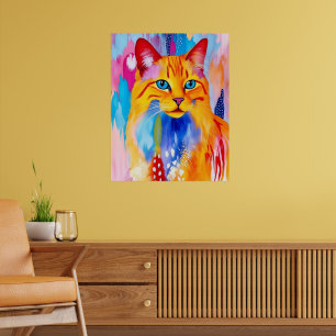 Impresión de arte gato colorida - Diseño vibrante