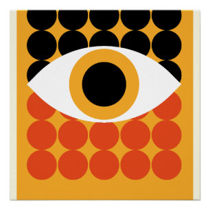Impresión de Arte Geométrico Bauhaus Eye Naranja 1