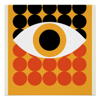 Impresión de Arte Geométrico Bauhaus Eye Naranja 1