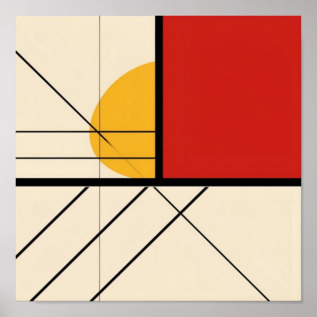 Impresión de arte geométrico de estilo mondriano (Frente)