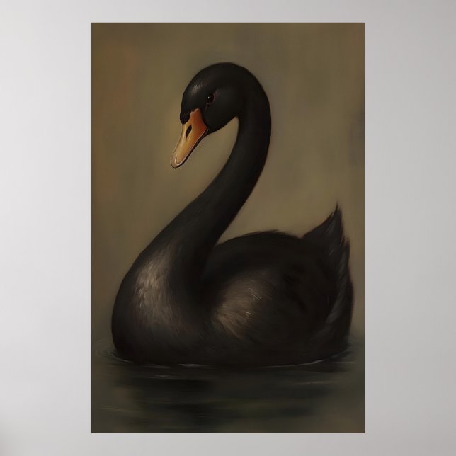Impresión de arte gótico de cisne negro Dark Acade (Frente)