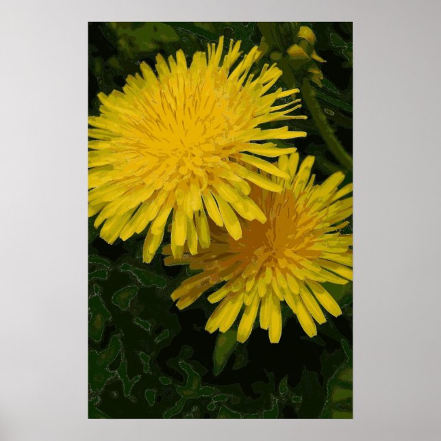 Impresión de arte gráfico de Dandelion amarillo. (Frente)