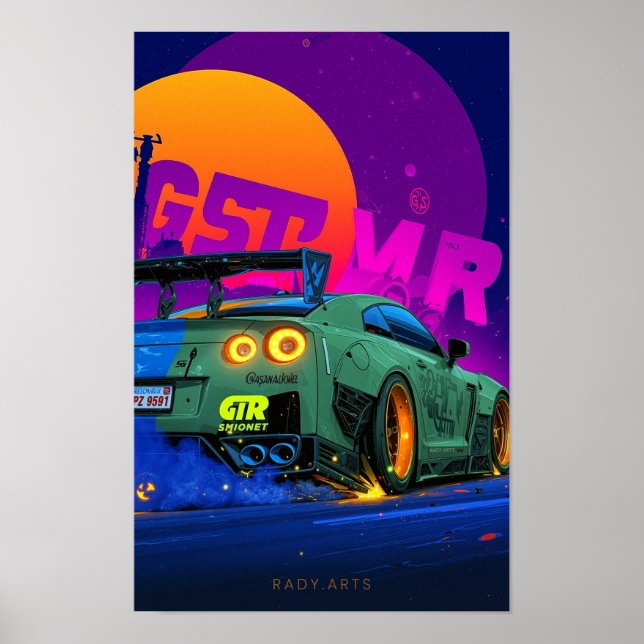 Impresión de arte GTR de futurista Street Racer (Frente)