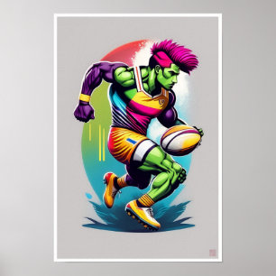 Impresión de arte guerrero de rugby