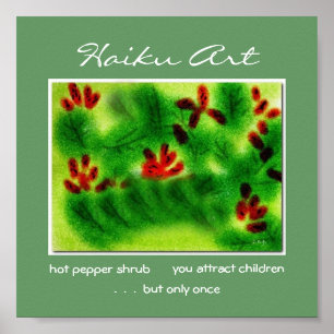 Impresión de arte Haiku con arbusto de pimienta ca