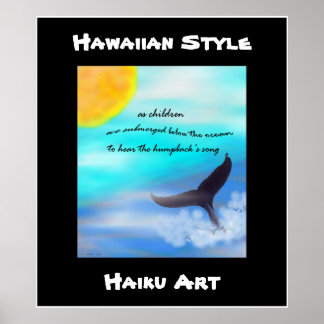 Impresión de arte haitiano de ballena jorobada de 