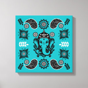 Impresión de arte hindú con tema de Ganesha