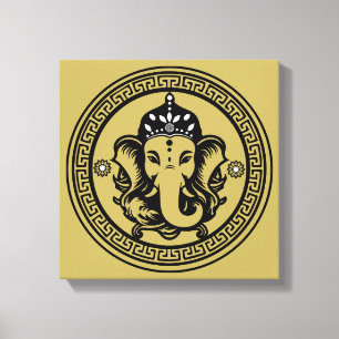 Impresión de arte hindú con tema de Ganesha