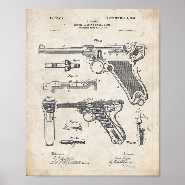 Impresión de arte Luger Pistol (Frente)