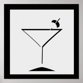Impresión de arte martini mínimo en blanco y negro